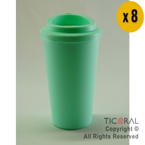 VASO TERMICO CAFE VERDE PASTEL 300 CC X 8